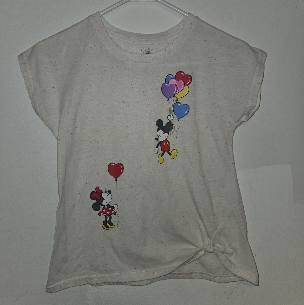Disney Mickey And Minnie Mouse Kids Shirt - White with Colorful Confeti Accents